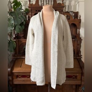Rebecca Taylor Designer Cream Grey Open-Front Shawl Collar Cardigan Medium